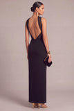 Black Floral Sheath Strapless Ruched Long Formal Dress