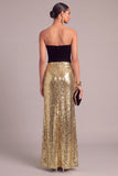 Sparkly Floral Black Mermaid Strapless Sequins Long Formal Dress