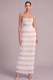Sparkly White Sheath Square Neck Long Formal Dress with Rhinestone