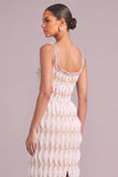 Sparkly White Sheath Square Neck Long Formal Dress with Rhinestone