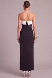 Black Sheath Strapless Long Formal Dress with Slit