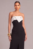 Black Sheath Strapless Long Formal Dress with Slit