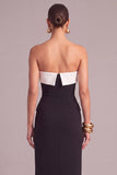 Black Sheath Strapless Long Formal Dress with Slit