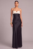 Black Keyhole Satin Mermaid Spaghetti Straps Long Formal Dress