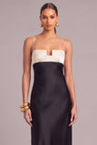 Black Keyhole Satin Mermaid Spaghetti Straps Long Formal Dress