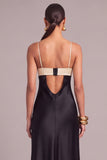 Black Keyhole Satin Mermaid Spaghetti Straps Long Formal Dress