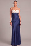 Black Keyhole Satin Mermaid Spaghetti Straps Long Formal Dress