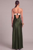 Black Keyhole Satin Mermaid Spaghetti Straps Long Formal Dress