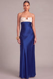 Black Keyhole Satin Mermaid Spaghetti Straps Long Formal Dress