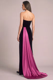Black Velvet Mermaid Strapless Long Formal Dress with Slit