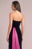 Black Velvet Mermaid Strapless Long Formal Dress with Slit