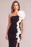 Black Mermaid One Shoulder Ruched Long Formal Dress with Ruffles