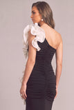 Black Mermaid One Shoulder Ruched Long Formal Dress with Ruffles