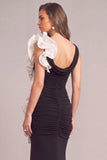 Black Mermaid One Shoulder Ruched Long Formal Dress with Ruffles