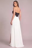 White Mermaid Strapess Long Formal Dress with Slit