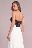 White Mermaid Strapess Long Formal Dress with Slit