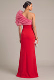 Raspberry Mermaid One Shoulder Long Formal Dress with Slit