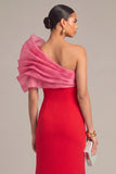Raspberry Mermaid One Shoulder Long Formal Dress with Slit
