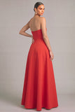 Raspberry Strapless High-Low Ruffled Formal Dress