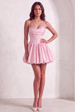 Sparkly Pink Corset Spaghetti Straps Short Cocktail Dress with Sequins