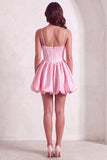 Sparkly Pink Corset Spaghetti Straps Short Cocktail Dress with Sequins