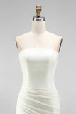 Sparkly White Ruched Strapless Corset Short Wedding Dress