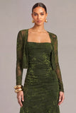 Army Green 2 Piece Floral Mermaid Midi Wedding Guest Dress