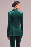 Dark Green 2 Piece Velvet Peak Lapel Business Suits with Button