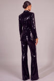 Sparkly Black Sequins Shawl Lapel 2 Piece Business Suits with Buttons