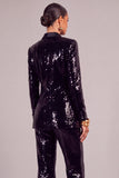 Sparkly Black Sequins Shawl Lapel 2 Piece Business Suits with Buttons
