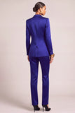 Royal Blue Shawl Lapel Long Sleeves Business Suits with Sash