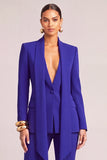 Royal Blue Shawl Lapel Long Sleeves Business Suits with Sash
