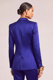 Royal Blue Shawl Lapel Long Sleeves Business Suits with Sash