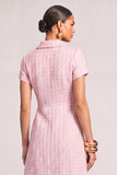 Pink Collar Neck Tweed Short Pageant Interview Dress with Button