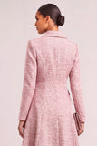 Pink A-Line Collar Neck Long Sleeves Midi Blazer Dress with Button