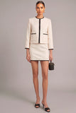 White 2 Piece Round Neck Short Work Dress with Pockets