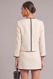 White 2 Piece Round Neck Short Work Dress with Pockets