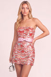 Sparkly Pink Sequins Strapless Bodycon Short Cocktail Dress with Bow