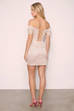 White Black Dot Off the Shoulder Ruched Short Cocktail Dress
