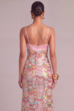 Sparkly Pink Mermaid Spaghetti Straps Sequins Maxi Formal Dress with Slit