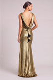 Black Golden Mermaid Boat Neck Ruffled Maxi Formal Dress