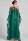 Lemon Sheath Spaghetti Straps Maxi Formal Dress with Cape