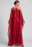 Lemon Sheath Spaghetti Straps Maxi Formal Dress with Cape