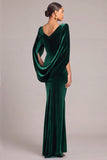 Dark Green Mermaid Cowl Neck Ruched Long Formal Dress