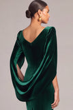 Dark Green Mermaid Cowl Neck Ruched Long Formal Dress
