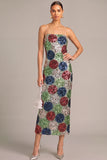 Multi Colors Sparkly Sheath Spaghetti Straps Sequins Midi Floral Formal Dress