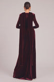 Burgundy Mermaid Square Neck Ruched Long Formal Dress with Slit