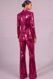 Sparkly Golden 2 Piece Sequins Shawl Lapel Long Sleeves Women Suits