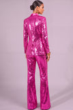 Sparkly Golden 2 Piece Sequins Shawl Lapel Long Sleeves Women Suits