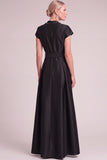 Dark Green A-Line V-Nec Long Mother of the Bride Dress with Belt